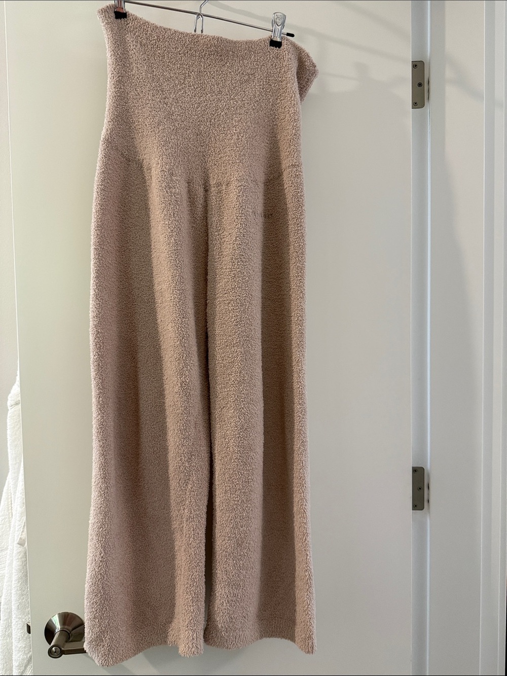 Wide-Leg Plush Lounge Pants in Taupe